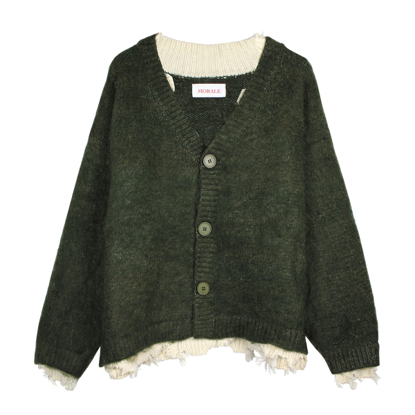 DOUBLE LAYERED MOHAIR CARDIGAN